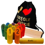 Kręgle fińskie kolorowe w plecaku czarnym