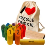 Kręgle fińskie kolorowe w plecaku ecru